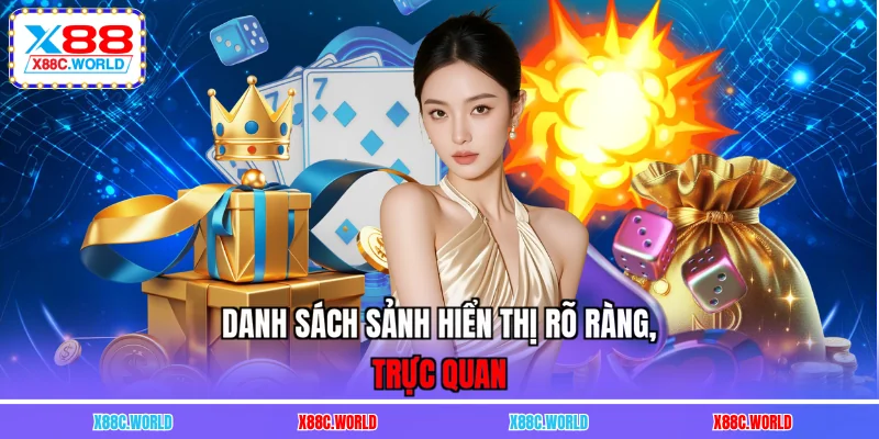 Danh sách sảnh hiển thị rõ ràng, trực quan